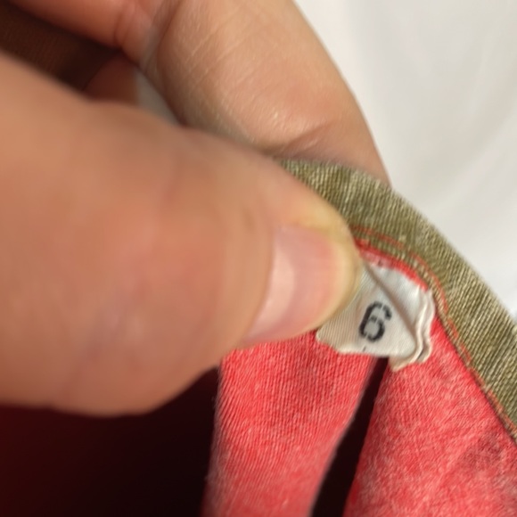 Serge Azar 6 VINTAGE taupe red short sleeve 💯cotton mini dress guc pockets - Picture 9 of 9